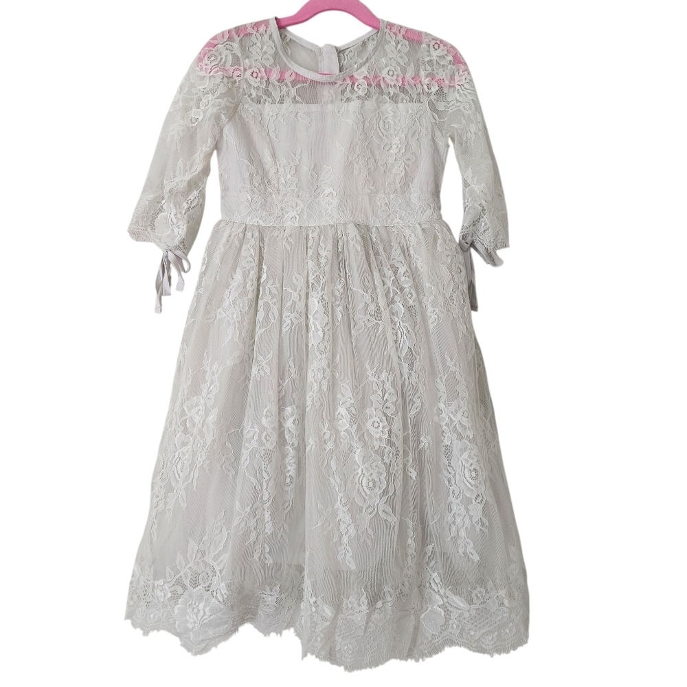 Trish Scully Child lace dress sz 6 Elegant Delicate Flower Girl Wedding